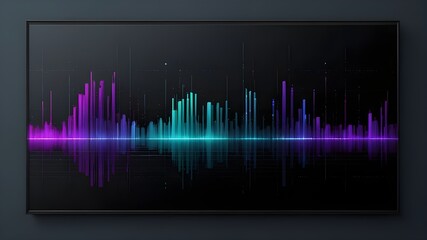 abstract motion sound wave equalizer colorful purple blue green isolated on black background
