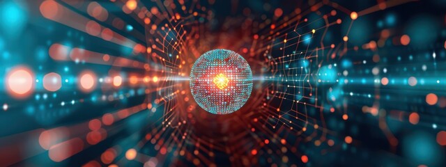 Obraz premium VPN server, holographic RSA encryption, futuristic network security, dark background