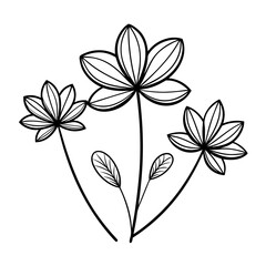 Violet Flower silhouette vector illustration on a white Background.