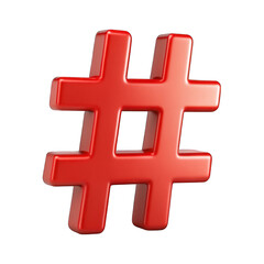 Obraz premium Red hashtag isolated on transparent background