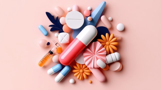 Woman's hand holding birth control pill, surrounded by other options.