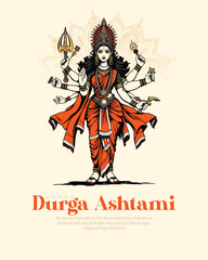 Happy durga Ashtami social media post banner template