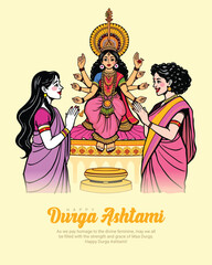 Happy durga Ashtami social media post banner template