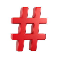 Fototapeta premium Red hashtag isolated on transparent background