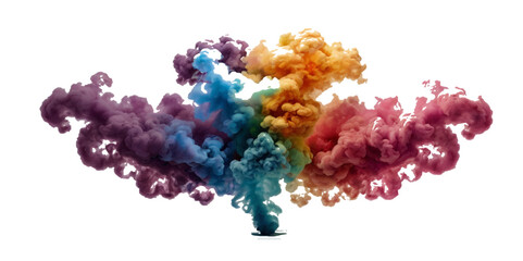 Colorful smoke plume isolated on transparent background. Image of colorful smoke plume and festive background.