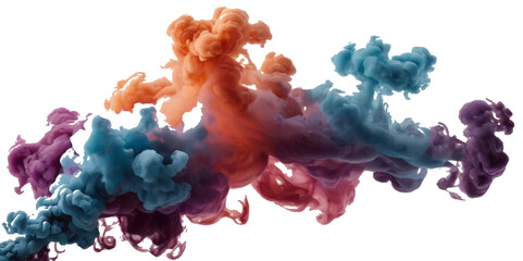 Obraz premium Image of colorful smoke plume in pink, orange, and blue hues against isolated on transparent background. 