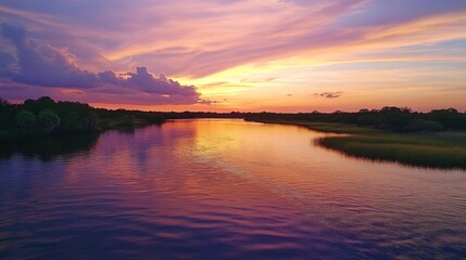 Sunset over a Serene River