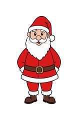 Detailed vector illustration of Santa Claus in his classic red suit and hat, embodying the festive spirit of Christmas. Perfect for holiday designs, greeting cards, and seasonal decorations.