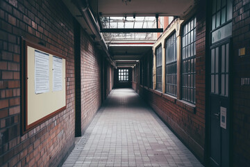 Obraz premium Educational Insights: An Information Board in a Bustling University Building