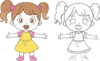 coloring page cartoon character vector illustration 