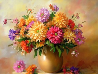 Vibrant Bouquet of Flowers in a Vase