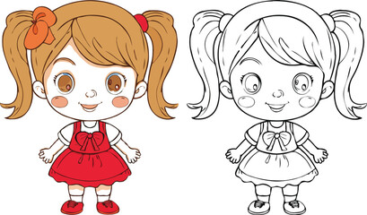 coloring page cartoon character vector illustration 