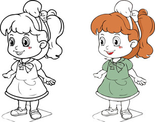 coloring page cartoon character vector illustration 