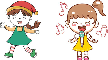 coloring page cartoon character vector illustration 