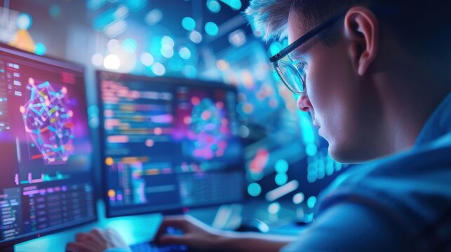 Digital artist minting an NFT, creative and innovative. - Powered by Adobe