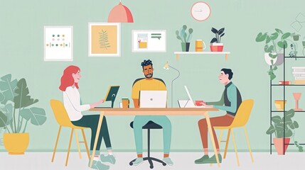 Startup founders in a video call with a mentor, seeking advice on business growth