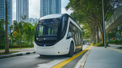 Fototapeta premium Autonomous buses in Singapore: The future of public transport,