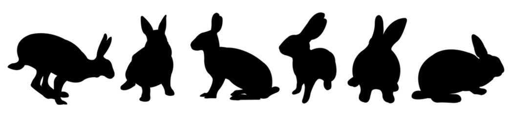 Rabbit silhouettes in various poses.
