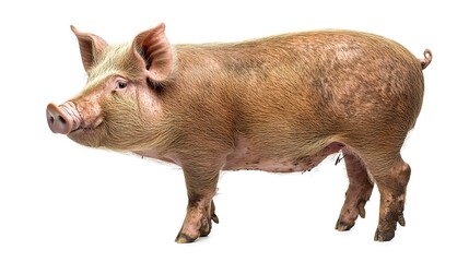 Fototapeta premium Close up photograph of a full body pig isolated on a solid white background