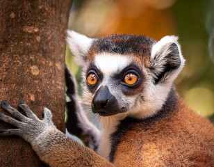 Obraz premium Portrait of a lemur in a tree