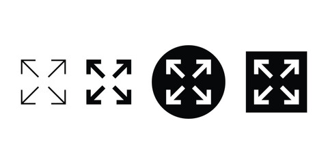 Fullscreen icon set. Expand to full screen sign and symbol. Arrows symbol. Full screen icon