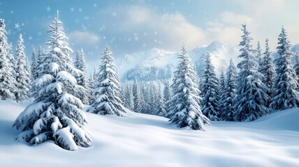 Fototapeta premium Snowflakes swirling in the air in a winter wonderland.
