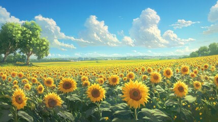 Obraz premium Sunflowers in a Summer Field