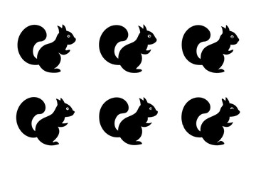 Squirrel logo icons. Set of silhouette vector illustrations.