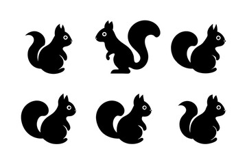 Squirrel logo icons. Set of silhouette vector illustrations.