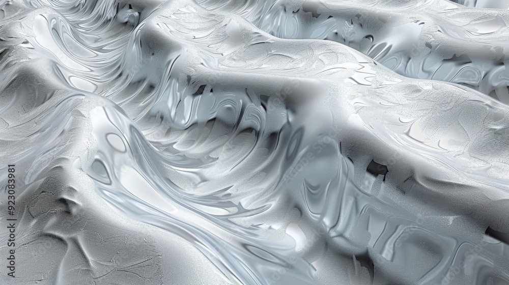 Poster abstract patterns of smooth, flowing material resembling waves under soft lighting