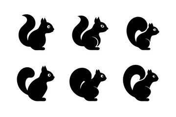 Squirrel logo icons. Set of silhouette vector illustrations.