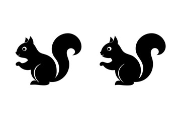 Squirrel logo icons. Set of silhouette vector illustrations.