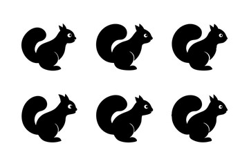 Squirrel logo icons. Set of silhouette vector illustrations.