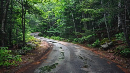 Obraz premium The picturesque and tranquil scene of Acadia National Park's Carriage Roads,