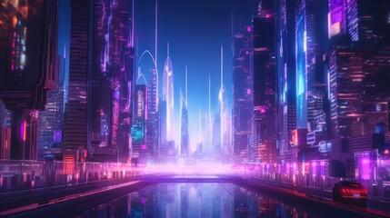 Neon Cityscape - A Futuristic Vision of Urban Life