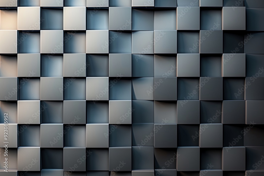 Poster abstract textured wall featuring dark gray cubes arranged in a three-dimensional pattern with soft s