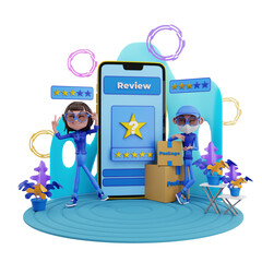 3d illustration review of delivery service