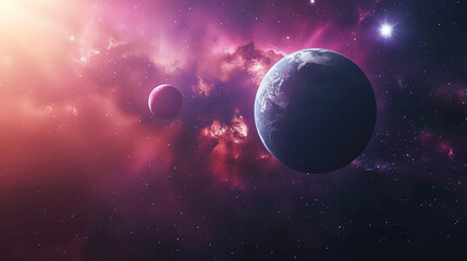 Obraz premium planet in space, with a red and orange background