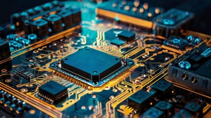 Obraz premium Abstract futuristic electronic circuit technology background