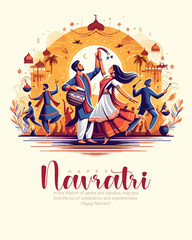 Happy navratri and Subh navaratri with ma durga social media post banner template