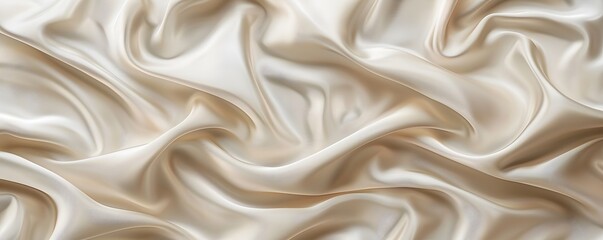 Fototapeta premium Soft Draped Creamy White Silk Fabric Texture