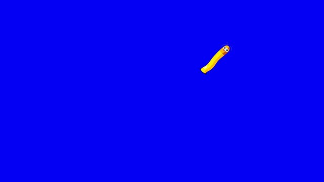 Cartoon character worm for any fruit animation isolated. Peek-a-boo! I am here! Happy apple worm for autumn backgraound. Small earthworm good for any project. He is ready for Thanksgiving Day.