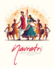 Happy navratri and Subh navaratri with ma durga social media post banner template
