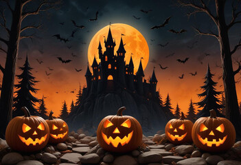 A spooky Halloween scene with a haunt