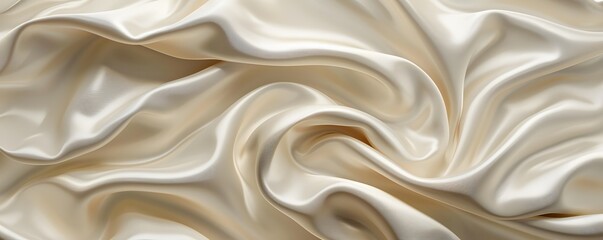Obraz premium Smooth Cream Satin Fabric with Dramatic Drapes and Folds