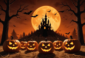 A spooky Halloween scene with a haunt