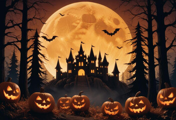 A spooky Halloween scene with a haunt