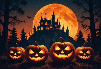 A spooky Halloween scene with a haunt