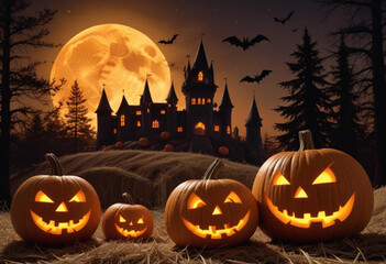 A spooky Halloween scene with a haunt