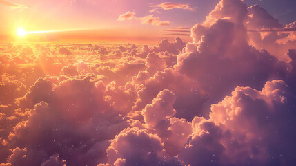 Fototapeta premium sunset with orange and yellow clouds